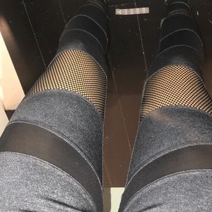 Grey mesh athletic leggings